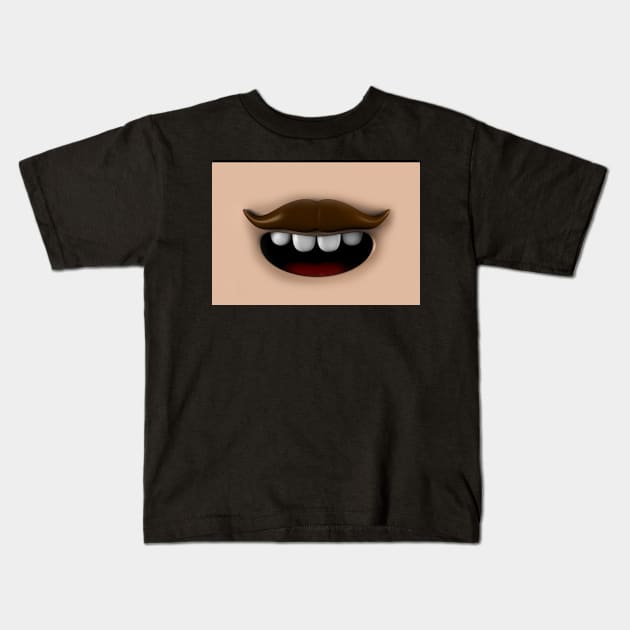 Handlebar Moustache Face Mask Kids T-Shirt by satansbrand